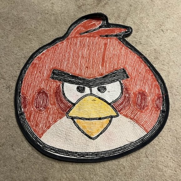 VTG Angry Bird Red Handmade Cotton Area Rug 23x25" - Picture 5 of 12